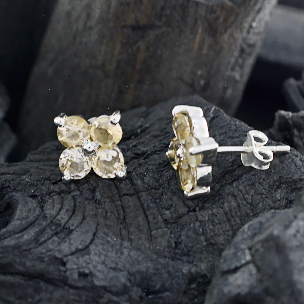 Citrine Egyptian María multiple Stud Yellow 92.5 Silver Earring - Image 4