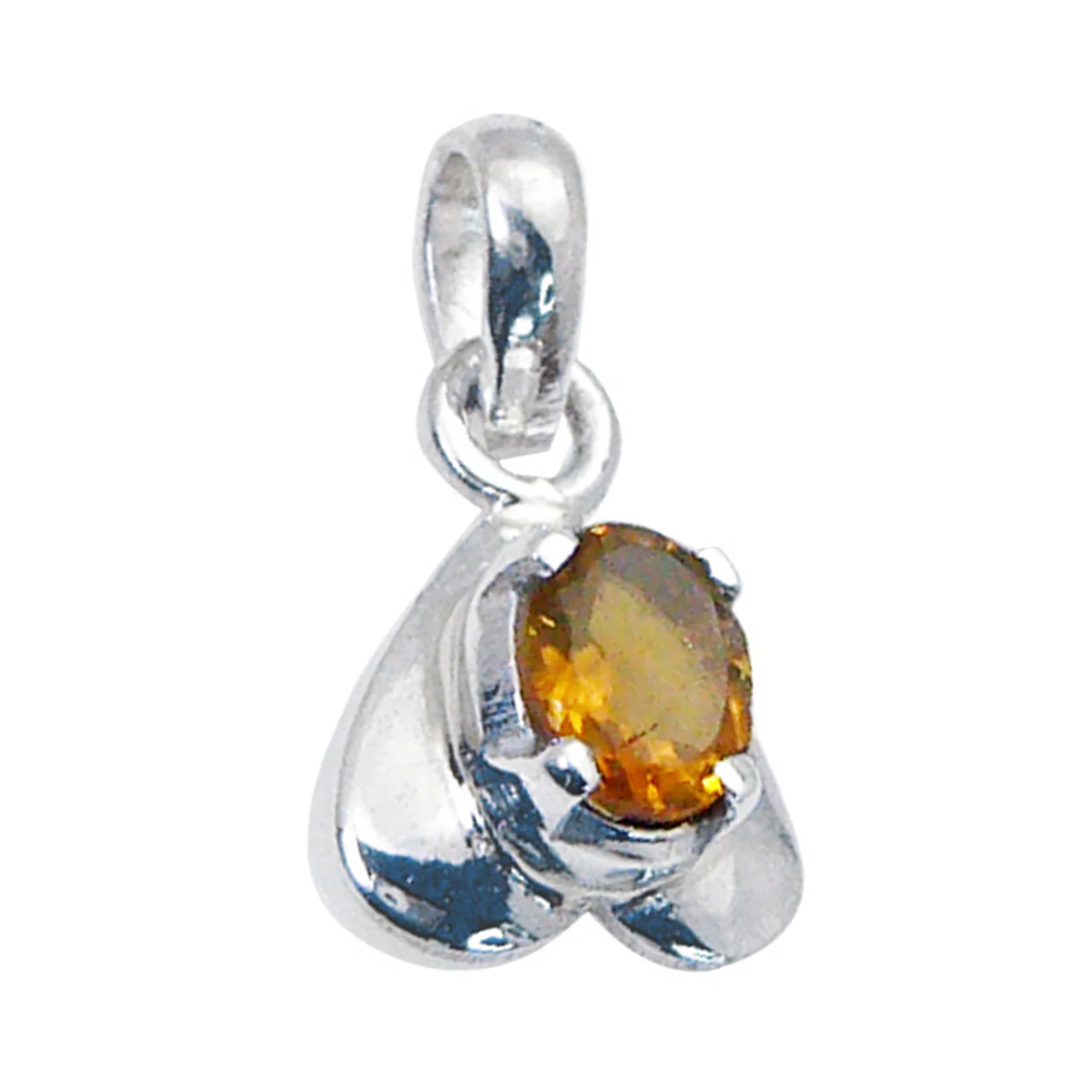 Citrine Featherlight Italian 925 Silver Solitaire Teresa Heart Yellow Pendant Jewelry