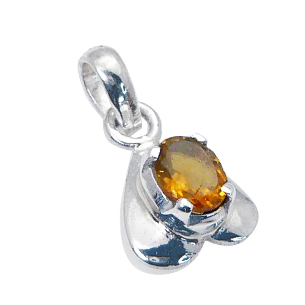 Citrine Featherlight Italian 925 Silver Solitaire Teresa Heart Yellow Pendant Jewelry - Image 2