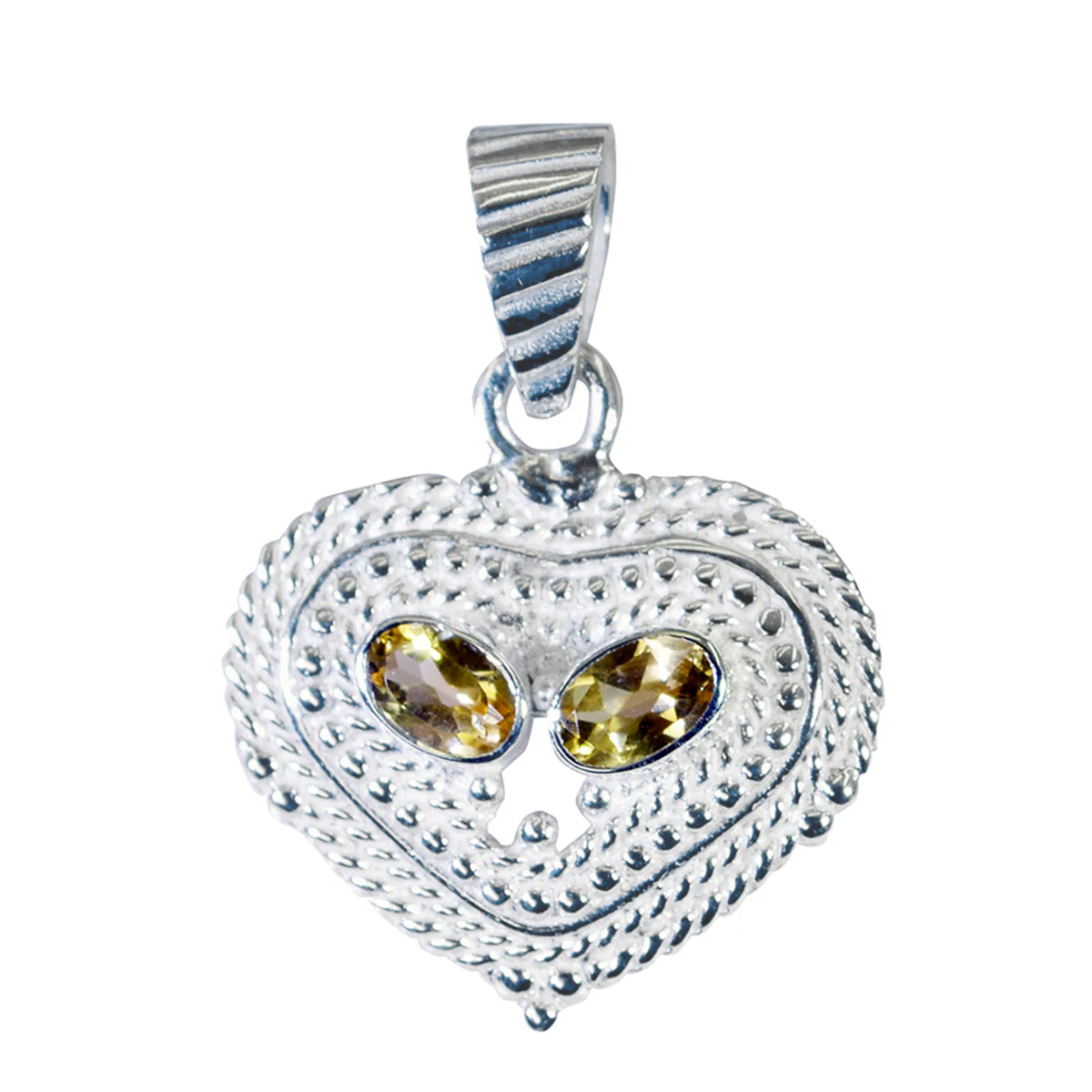 Citrine Featherlight Turkish 925 Silver Toi et Moi Hannah Romantic Yellow Pendant Jewelry