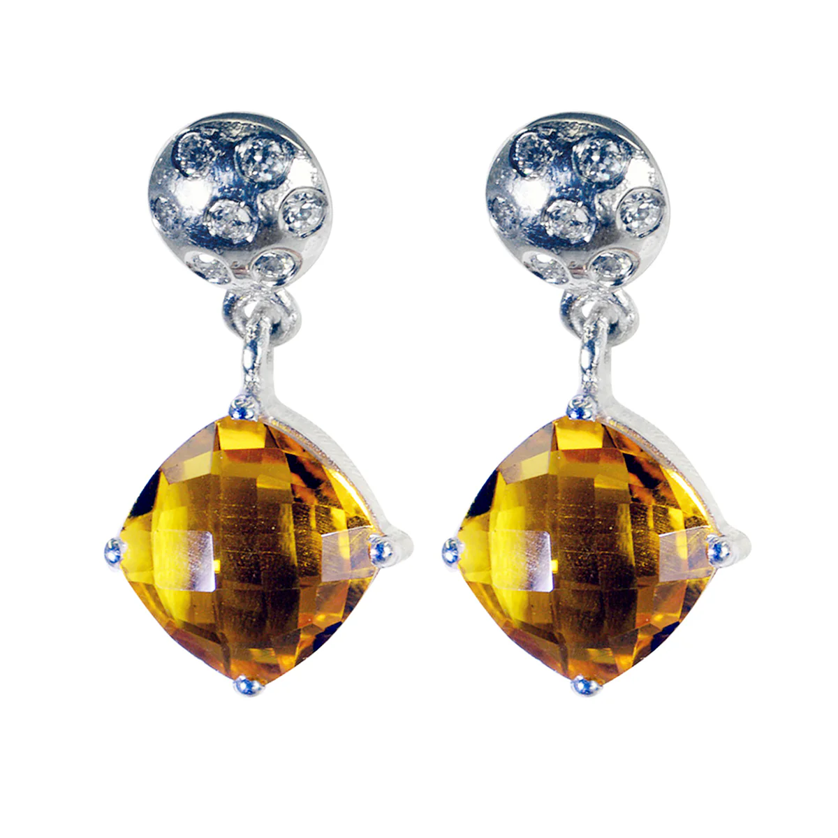 Citrine German Bella multiple Stud Yellow 92.5 Silver Earring