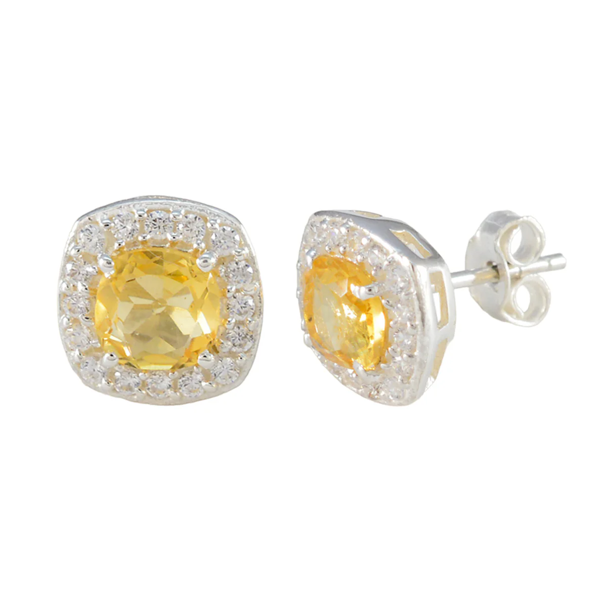 Citrine German Sara multiple Stud Yellow Silver Earring - Image 2