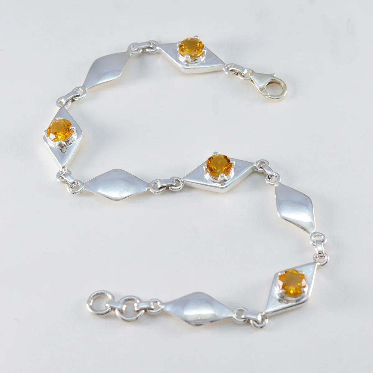 Citrine Global Day of Parents Slim Yellow Sterling Silver Links Bracelet - Image 3