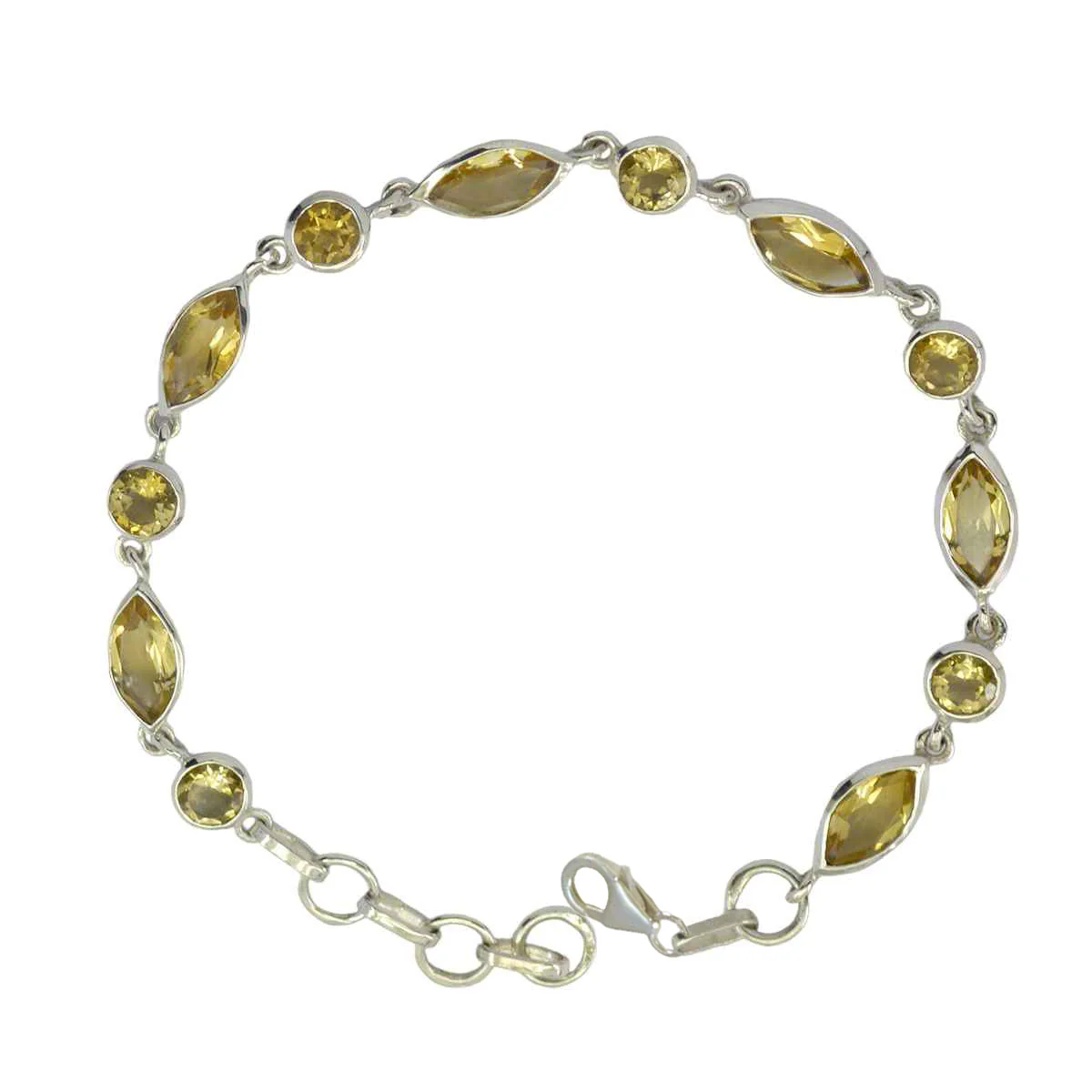 Citrine Groundhog Day Slim Yellow Sterling Silver Links Bracelet - Image 2