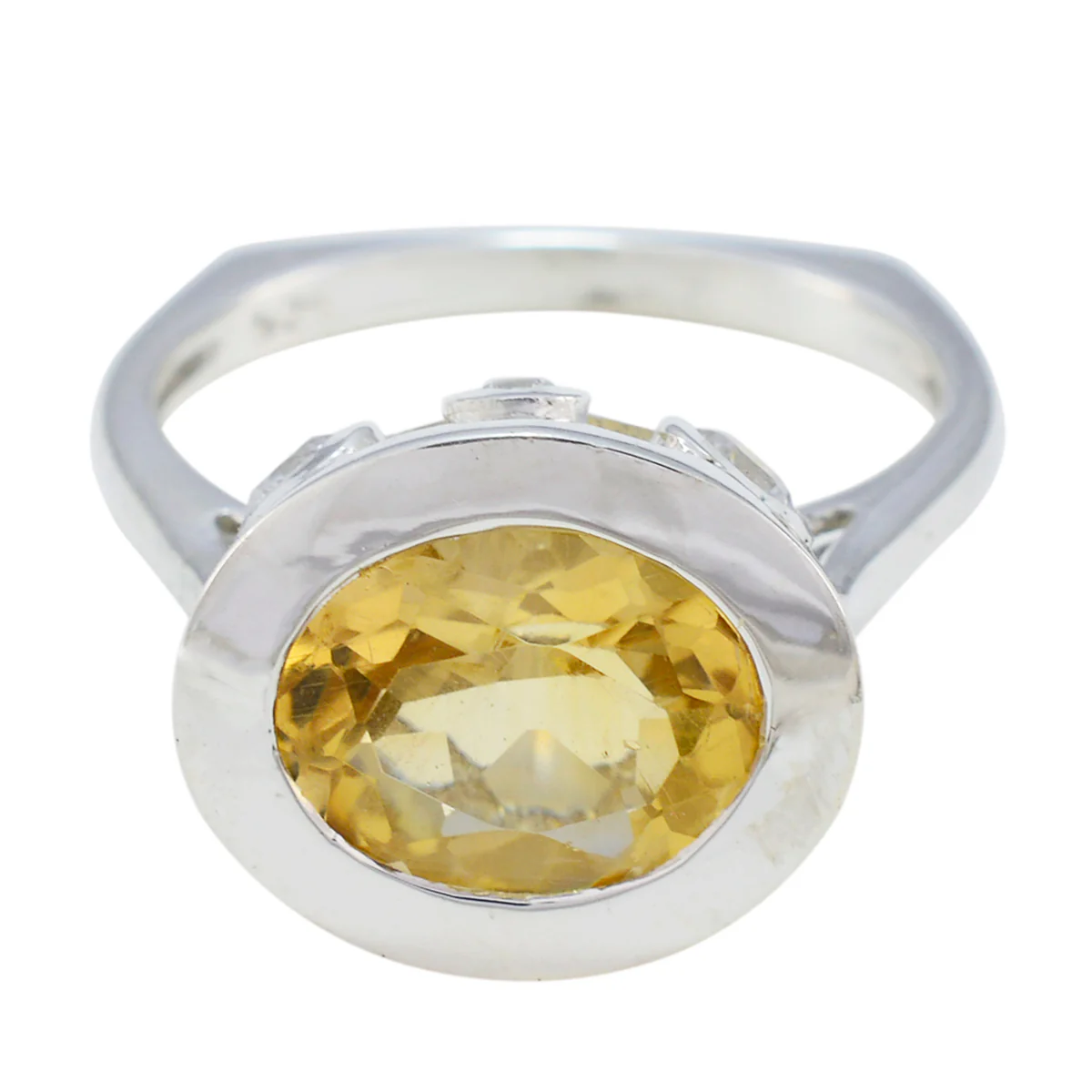 Citrine Halo Egyptian 925 Silver Yellow Gemstone Eye-catching Contemporary Ring Jewellery