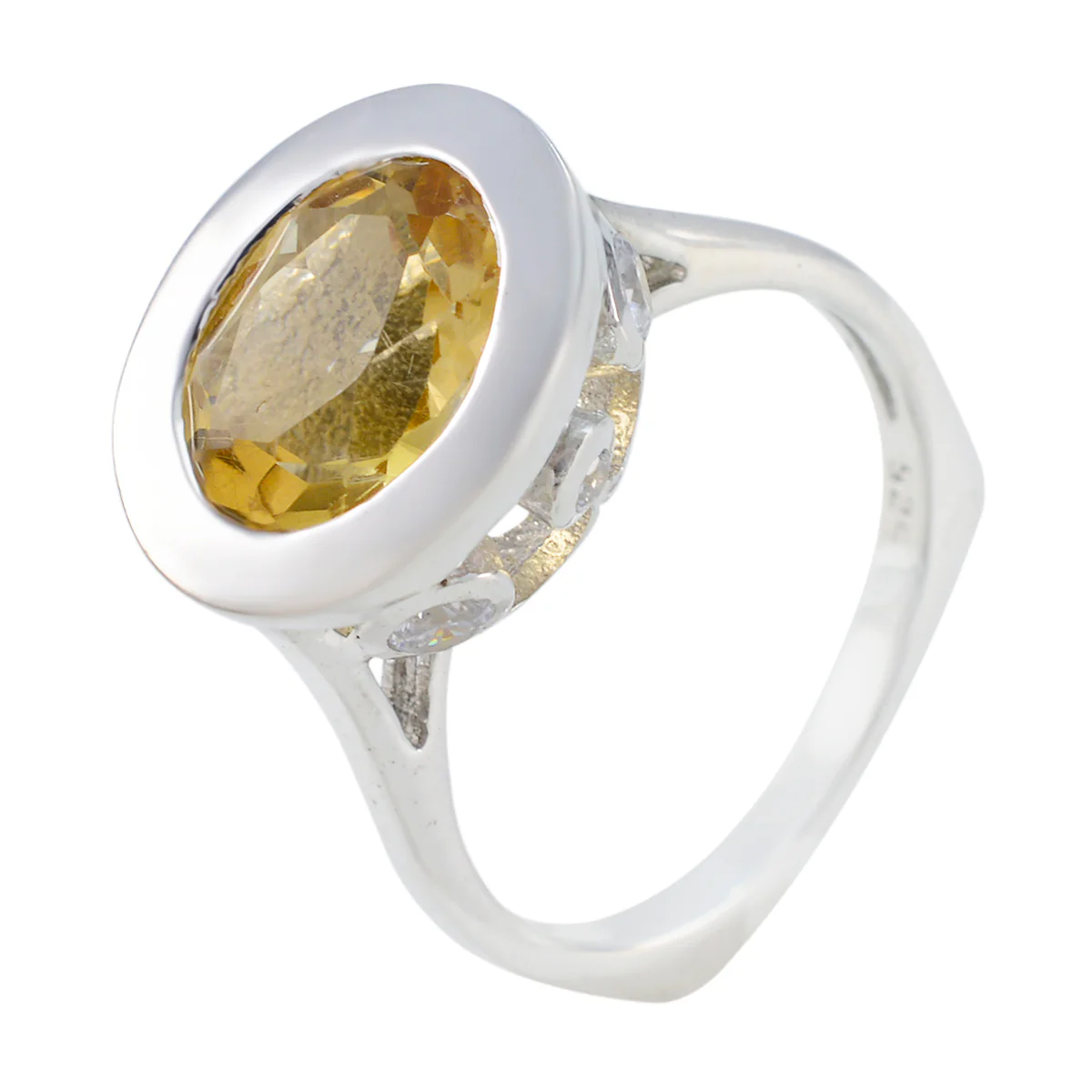 Citrine Halo Egyptian 925 Silver Yellow Gemstone Eye-catching Contemporary Ring Jewellery - Image 2