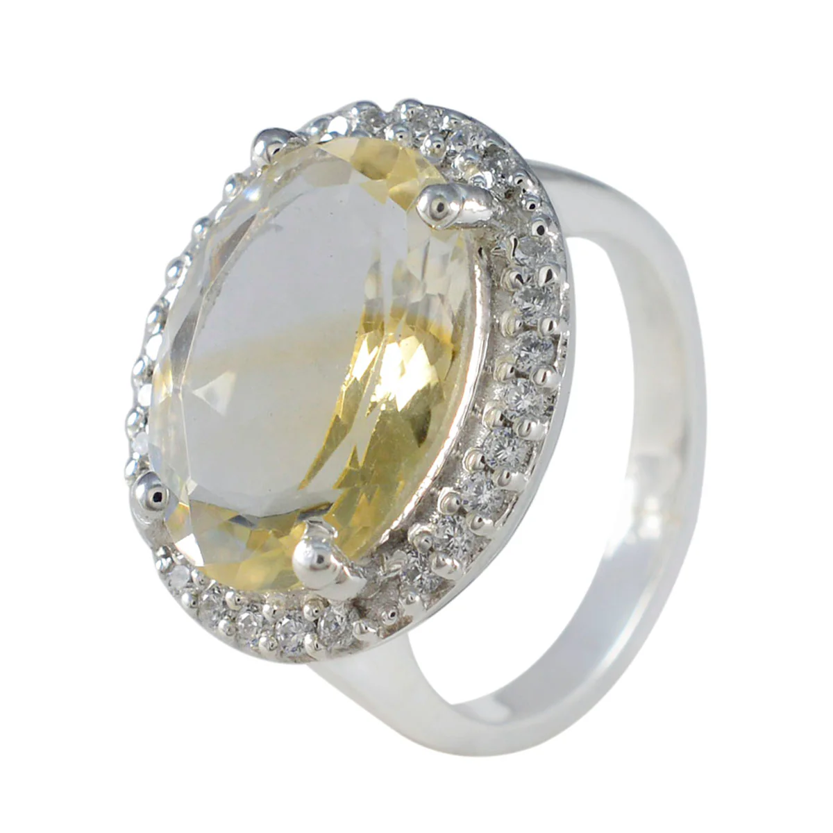 Citrine Halo Indian 92.5 Silver Yellow Gems Versatile Abstract Ring Jewellery - Image 2