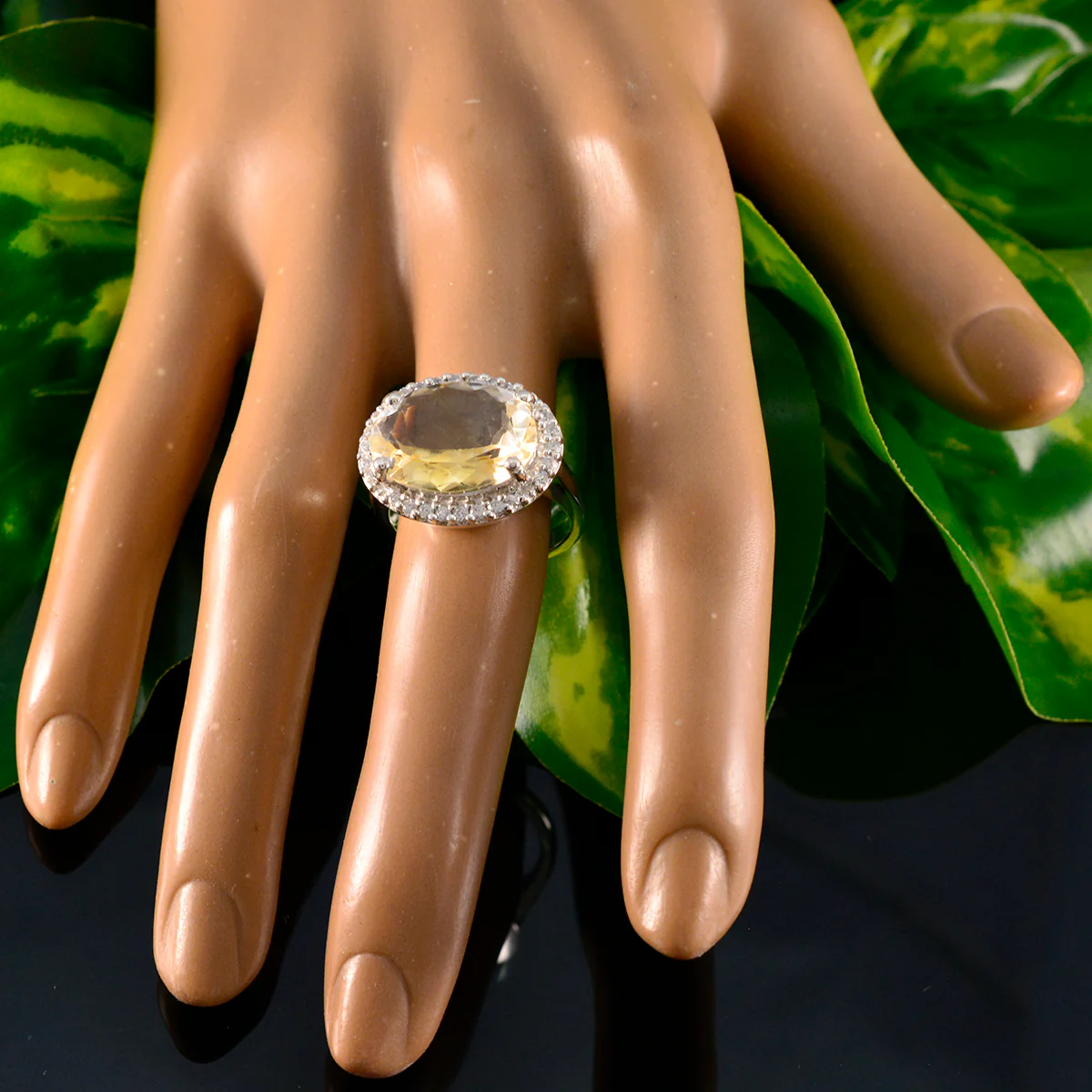 Citrine Halo Indian 92.5 Silver Yellow Gems Versatile Abstract Ring Jewellery - Image 6
