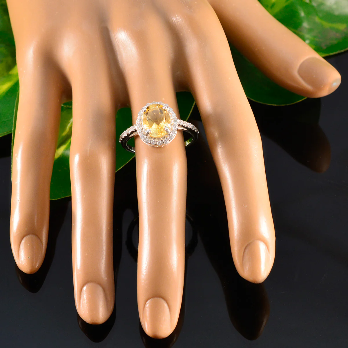 Citrine Halo Indian 925 Sterling Silver Yellow Gemstones Slim Glamorous Ring Jewellery - Image 5