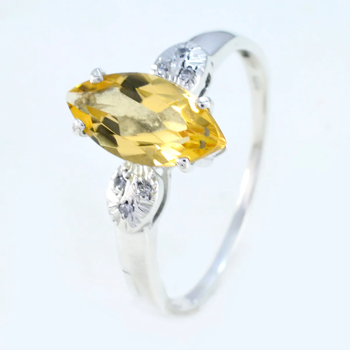 Citrine Halo Japanese Sterling Silver Yellow Gemstone Dainty Luxurious Ring Jewelry - Image 2