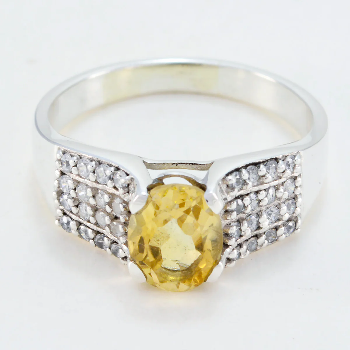 Citrine Halo Moroccan Silver Yellow Gems Classic Feminine Ring Jewellery - Image 3