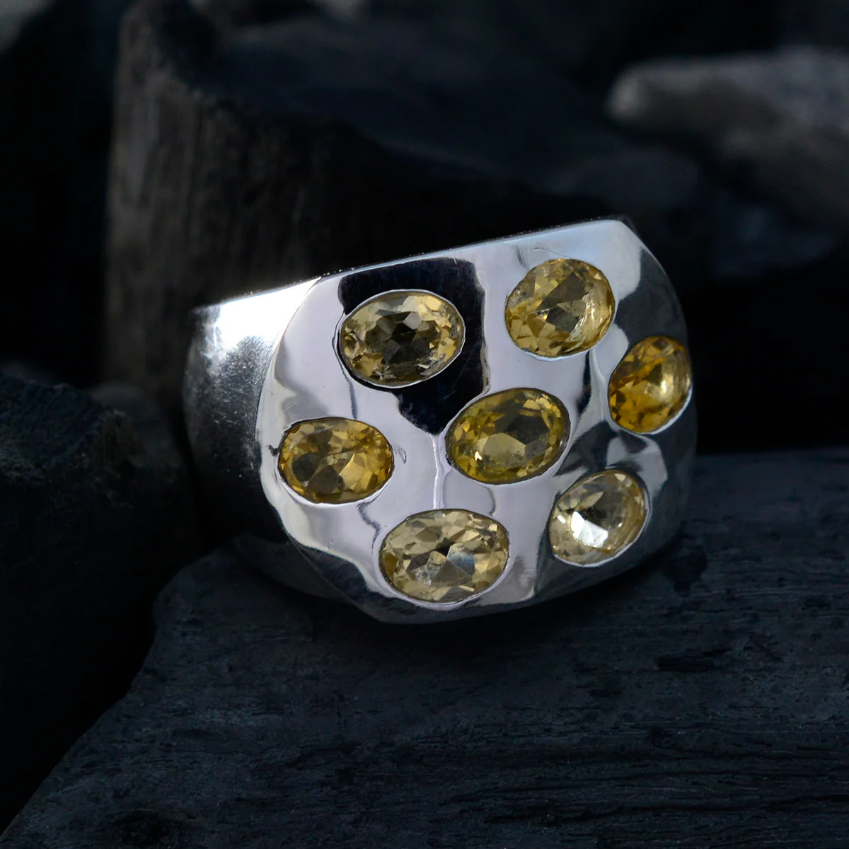 Citrine Hepta Indian 925 Sterling Silver Yellow Gemstone Essential Abstract Ring Jewellery - Image 4
