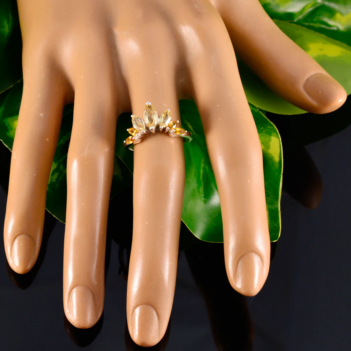 Citrine Hepta Korean 925 Sterling Silver Yellow Gemstone Dainty crown Ring Jewellery - Image 6