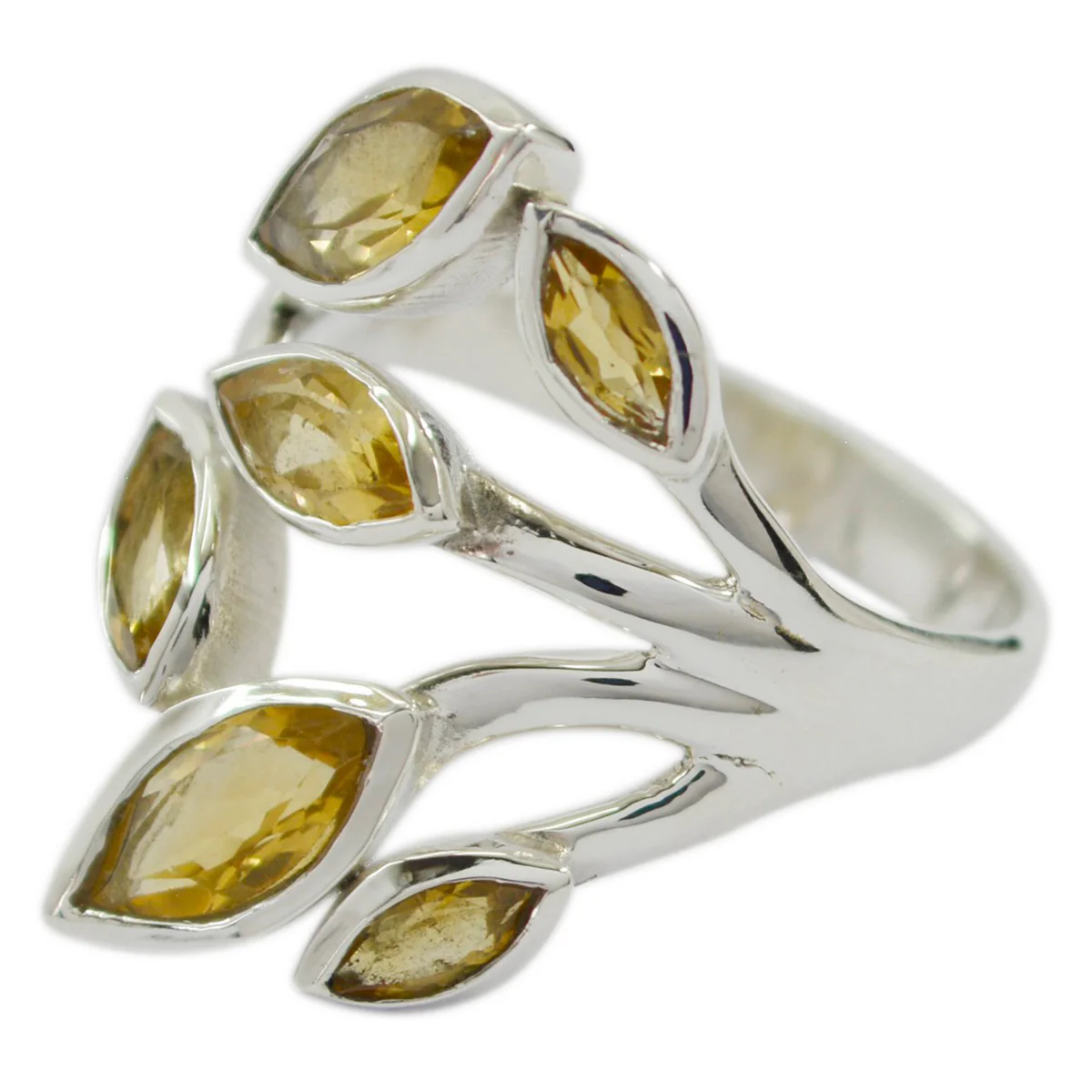 Citrine Hexa African 925 Sterling Silver Yellow Gemstone Eye-catching Leafy Ring Jewelry - Image 2