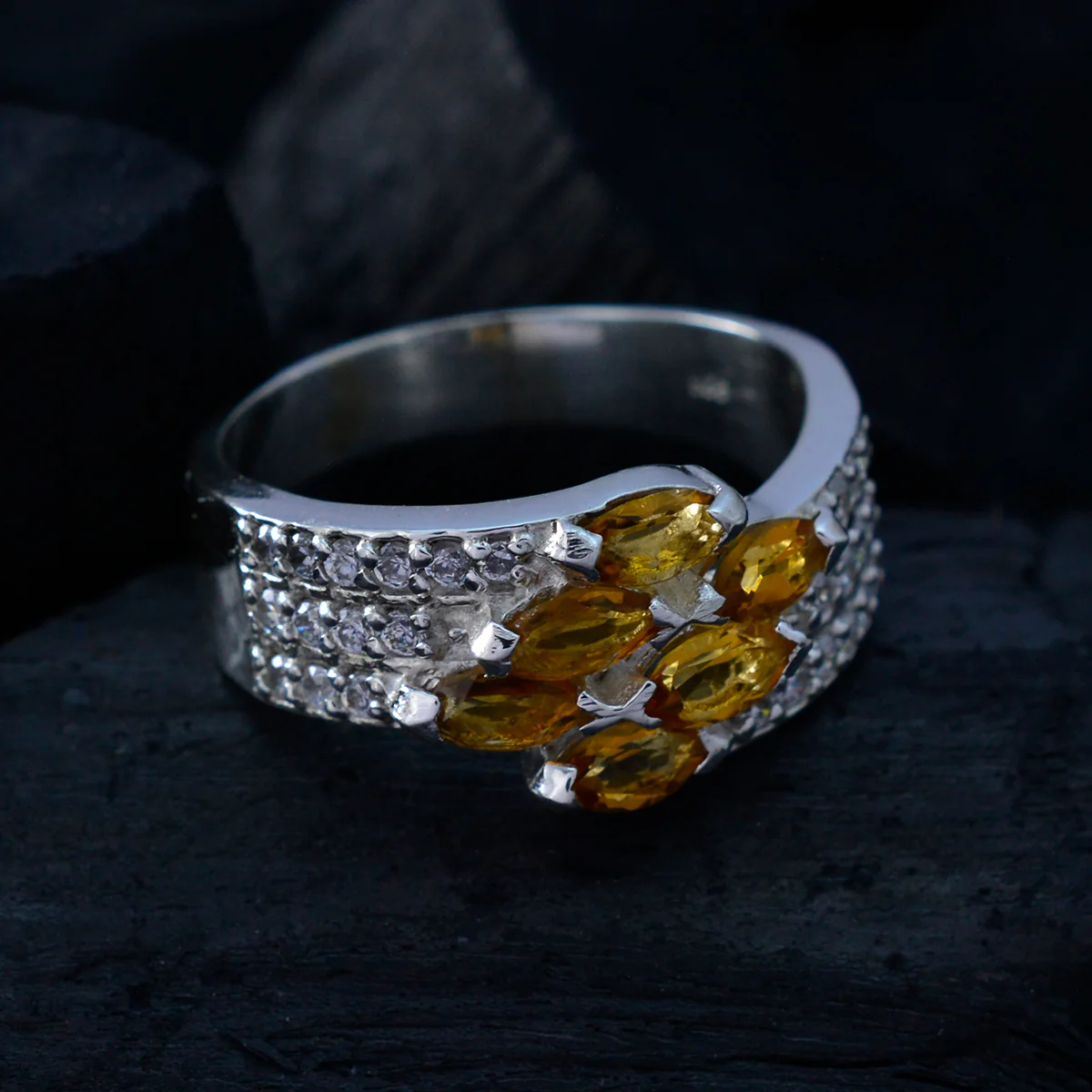 Citrine Hexa Egyptian Sterling Silver Yellow Gemstone Mid-weight Fairytale Ring Jewellery - Image 4