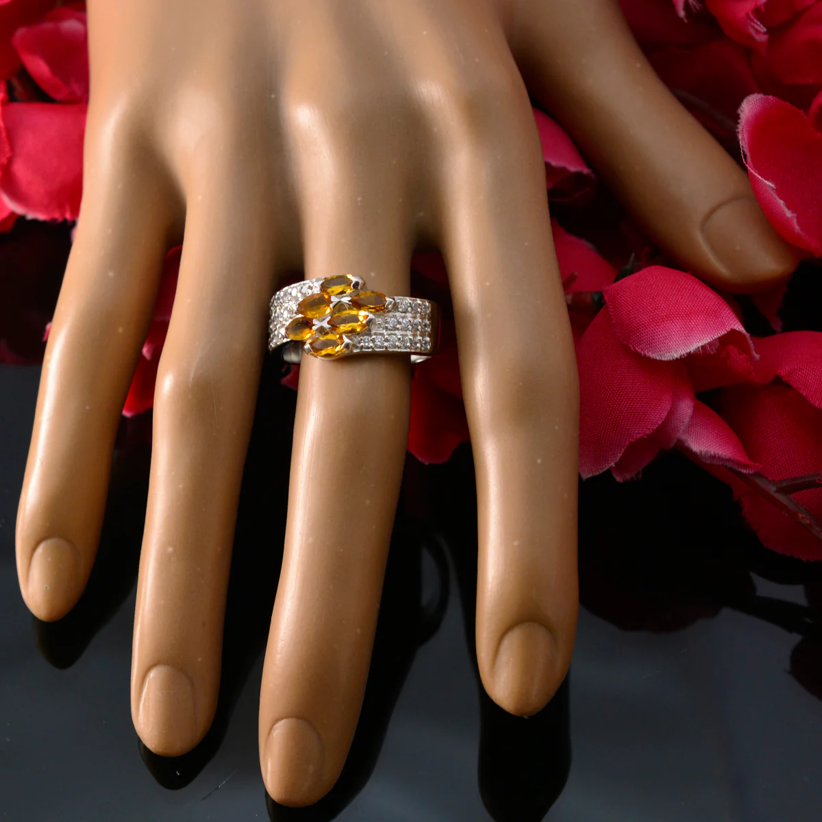 Citrine Hexa Egyptian Sterling Silver Yellow Gemstone Mid-weight Fairytale Ring Jewellery - Image 5