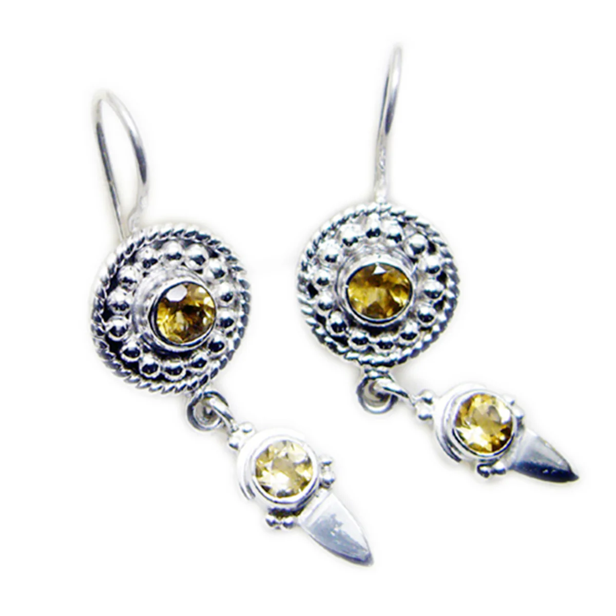 Citrine Italian Elena multiple Dangle Yellow Silver Earring - Image 2