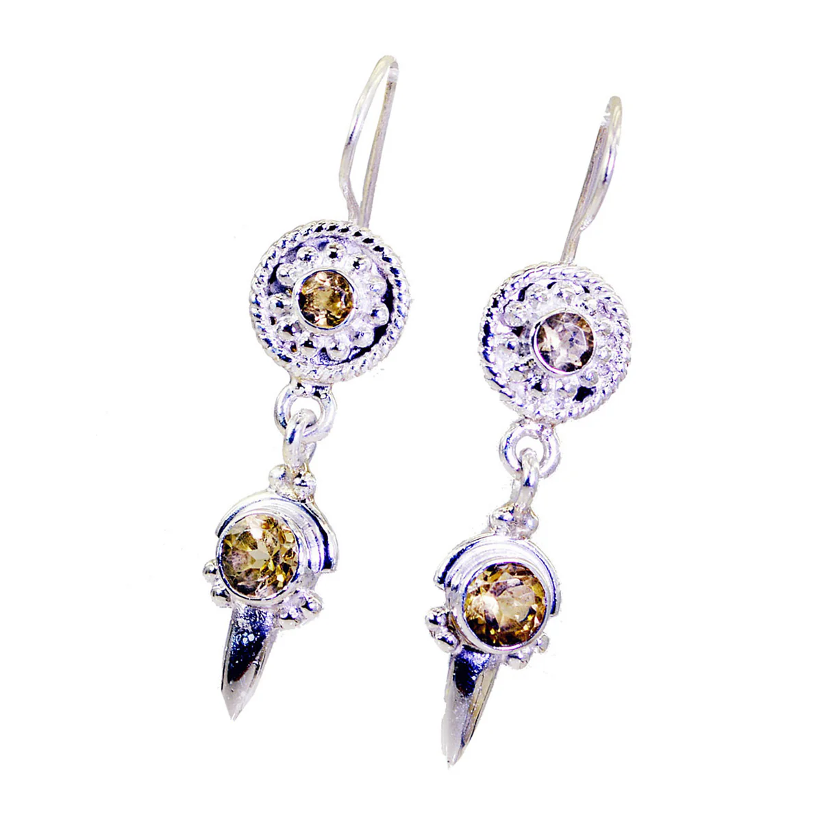 Citrine Italian Elena multiple Dangle Yellow Silver Earring - Image 3