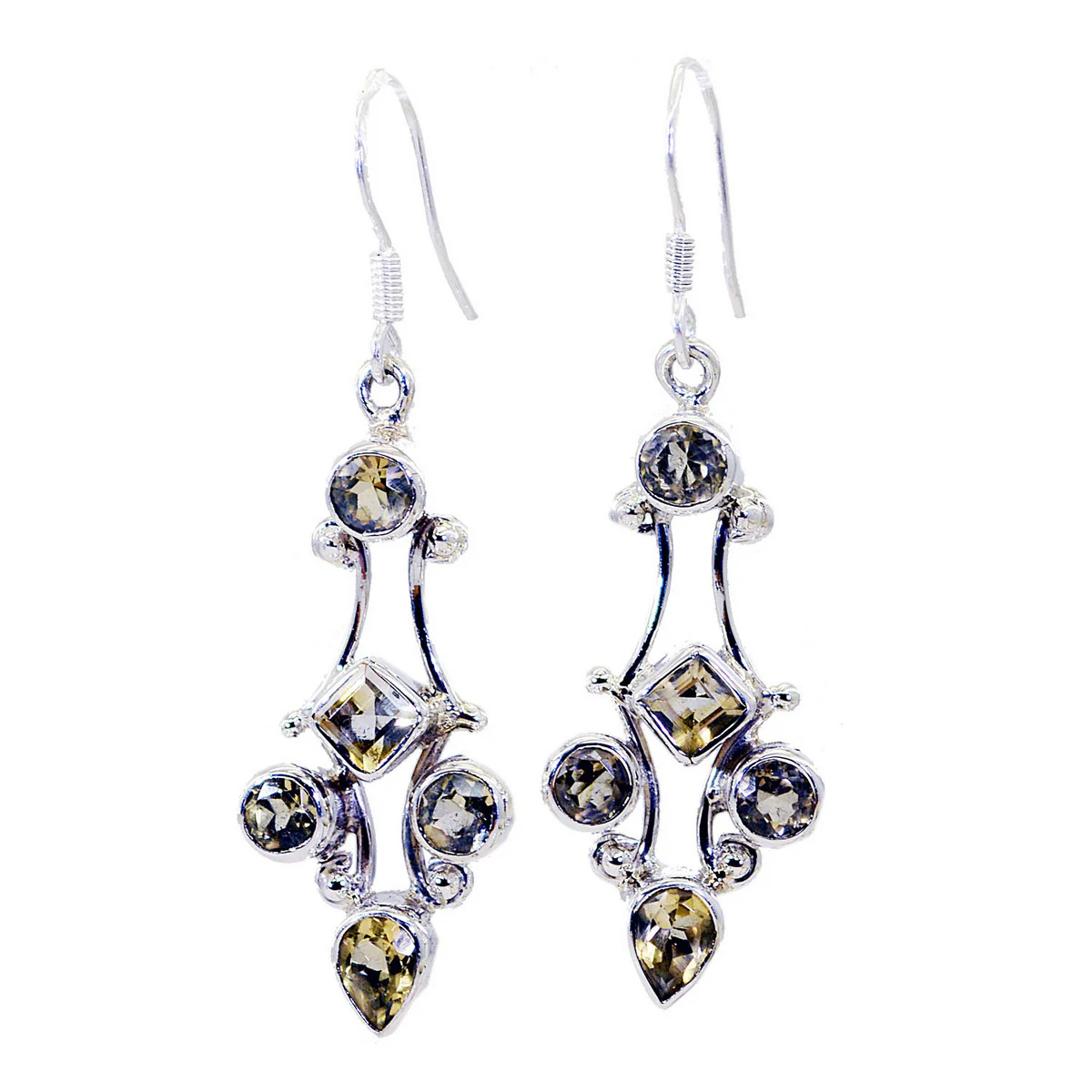 Citrine Italian Zoe multiple Dangle Yellow 925 Silver Earring