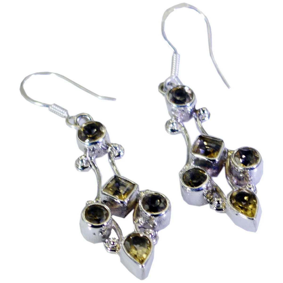 Citrine Italian Zoe multiple Dangle Yellow 925 Silver Earring - Image 2