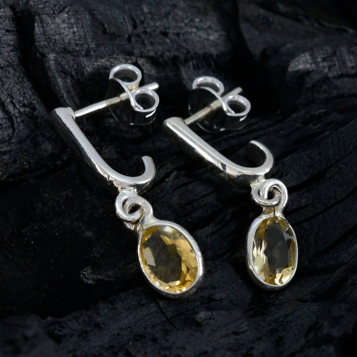 Citrine Japanese Clara multiple Stud Yellow 925 Sterling Silver Earring - Image 2