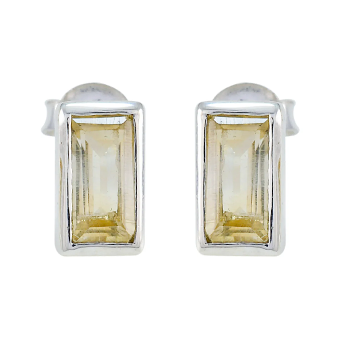 Citrine Japanese Grace Solitaire Stud Yellow 92.5 Silver Earring