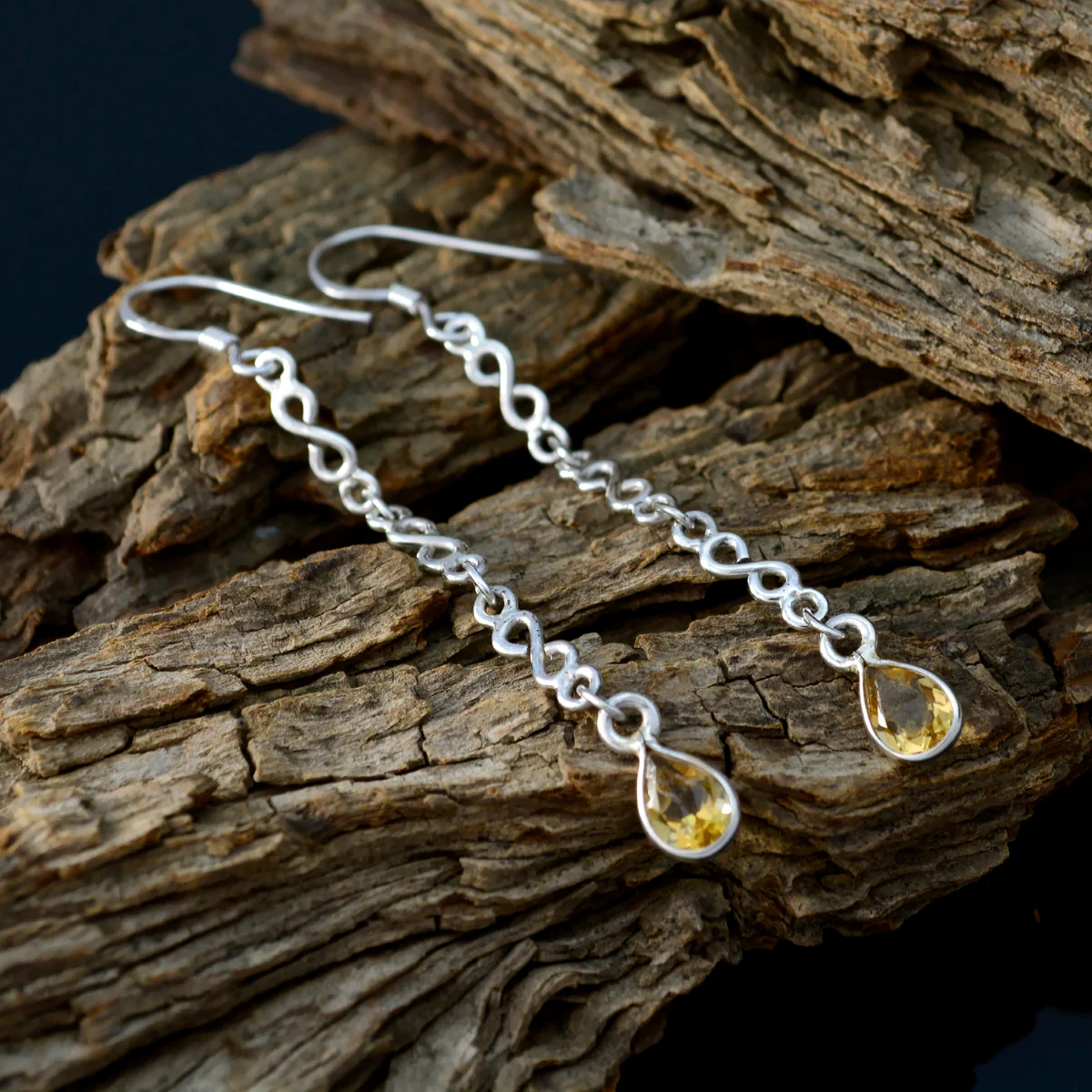 Citrine Japanese Paula multiple Dangle Yellow 925 Silver Earring - Image 3