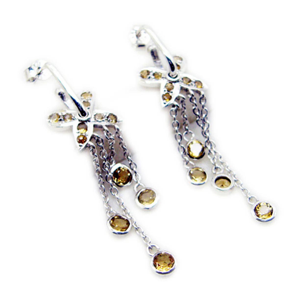 Citrine Japanese Victoria multiple Dangle Yellow Sterling Silver Earring - Image 3
