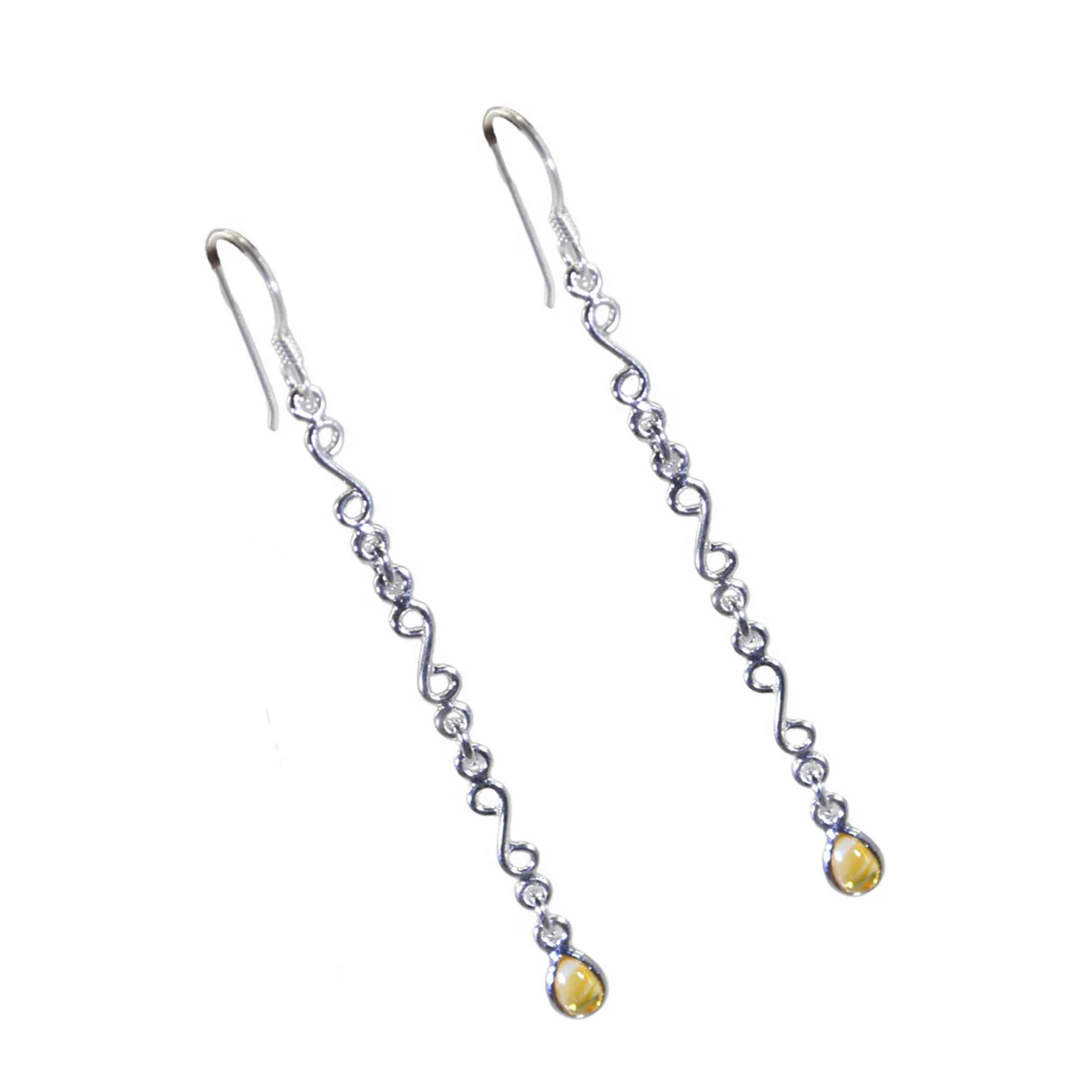Citrine Korean Nora multiple Dangle Yellow Sterling Silver Earring - Image 2