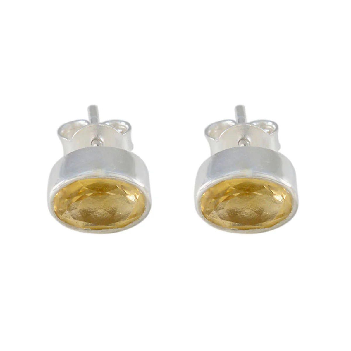 Citrine Latin American Audrey Solitaire Stud Yellow 925 Sterling Silver Earring