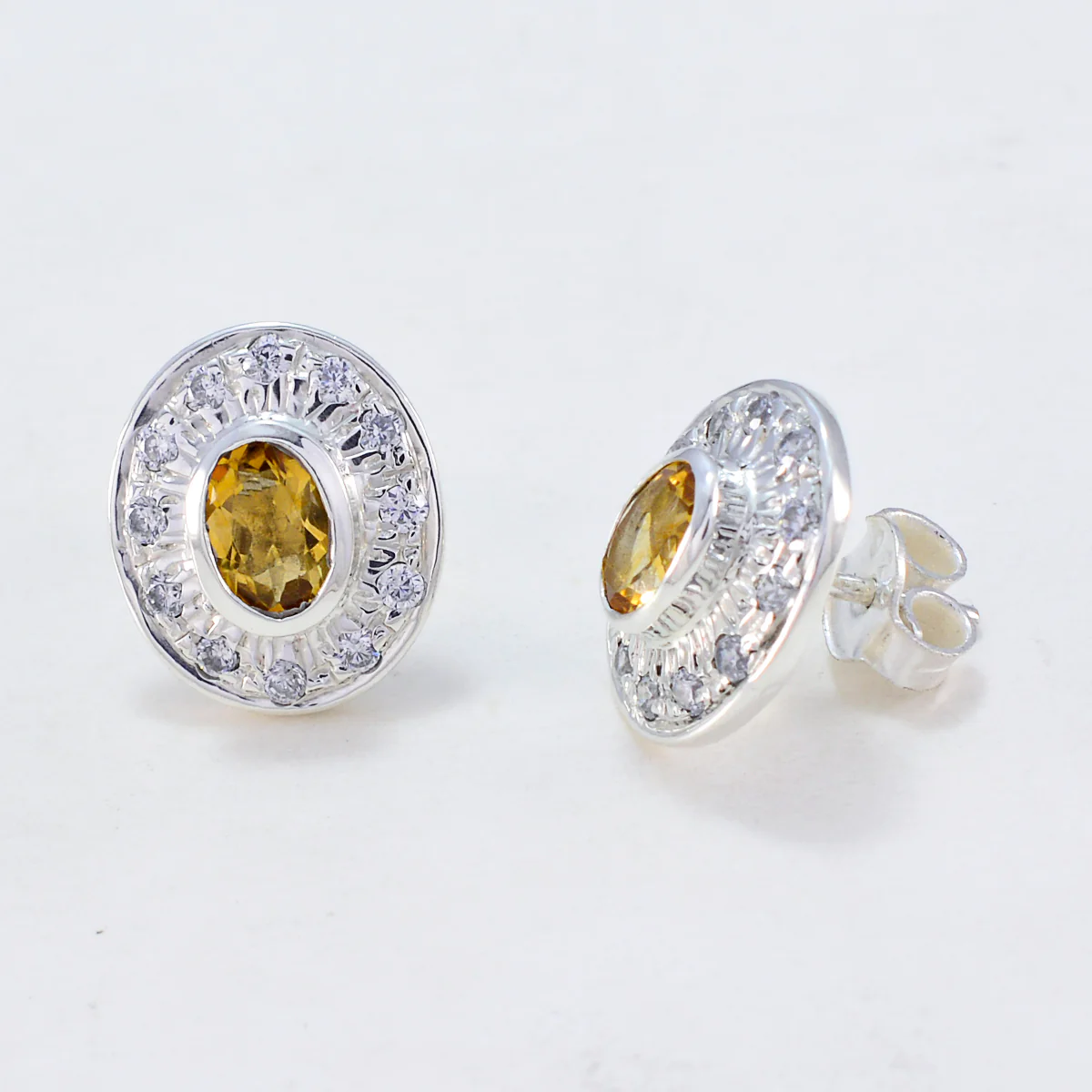 Citrine Latin American Daniela multiple Stud Yellow 925 Silver Earring - Image 2