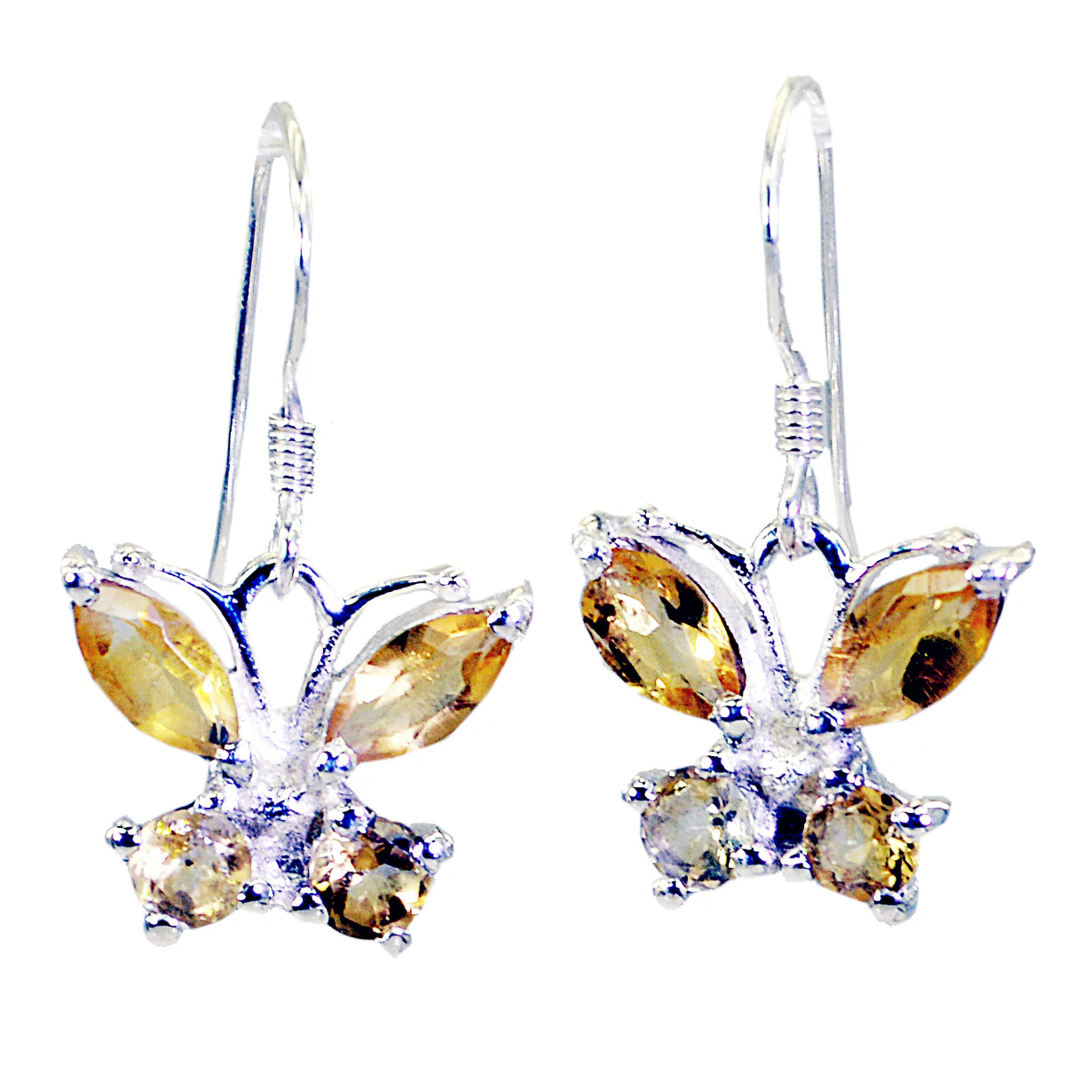 Citrine Latin American Eva multiple Dangle Yellow Sterling Silver Earring - Image 2