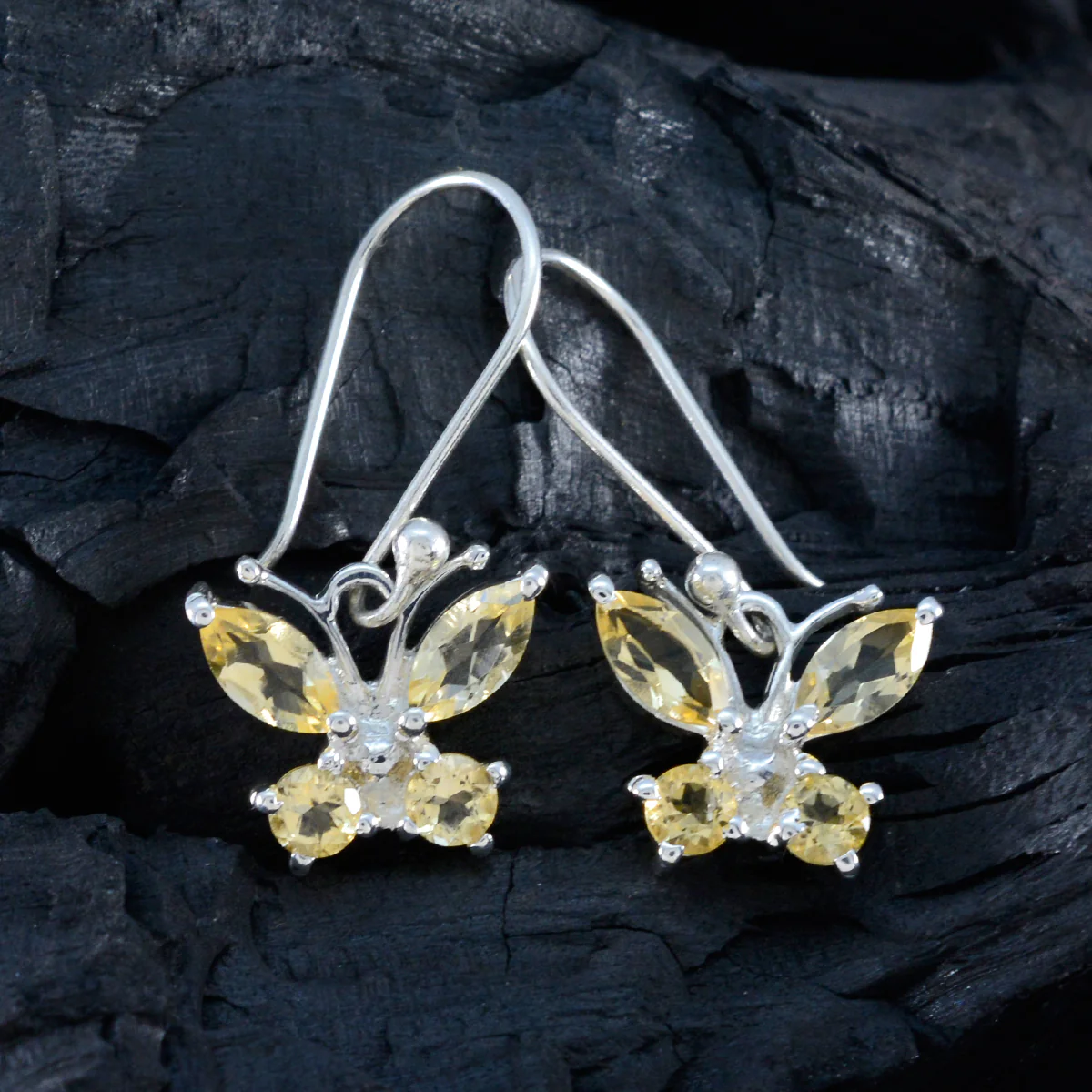 Citrine Latin American Eva multiple Dangle Yellow Sterling Silver Earring - Image 4