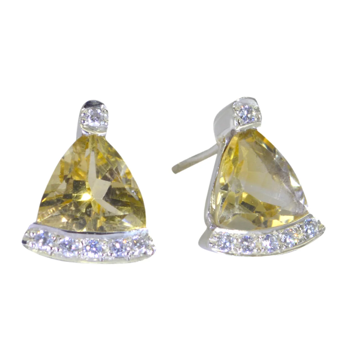 Citrine Mexican Cecilia multiple Stud Yellow 925 Silver Earring - Image 2
