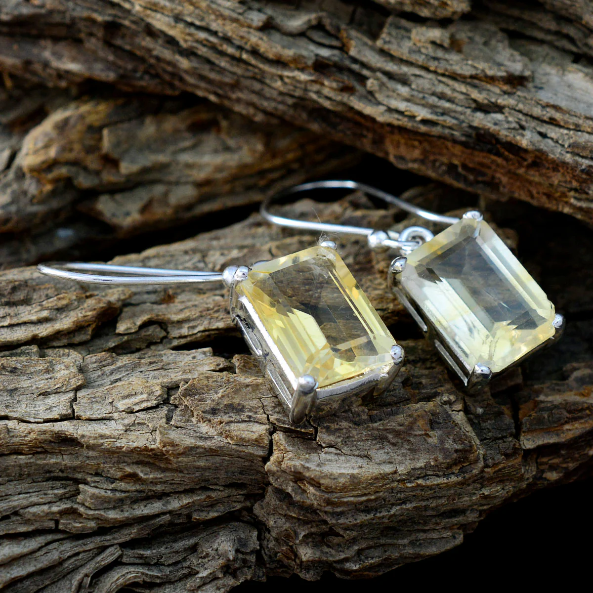 Citrine Mexican Leah Solitaire Dangle Yellow 925 Silver Earring - Image 3