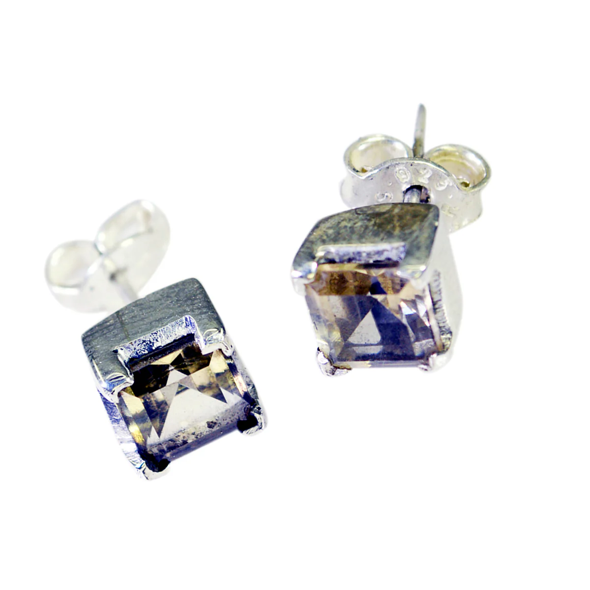 Citrine Middle Eastern Olivia Solitaire Stud Yellow Sterling Silver Earring - Image 3