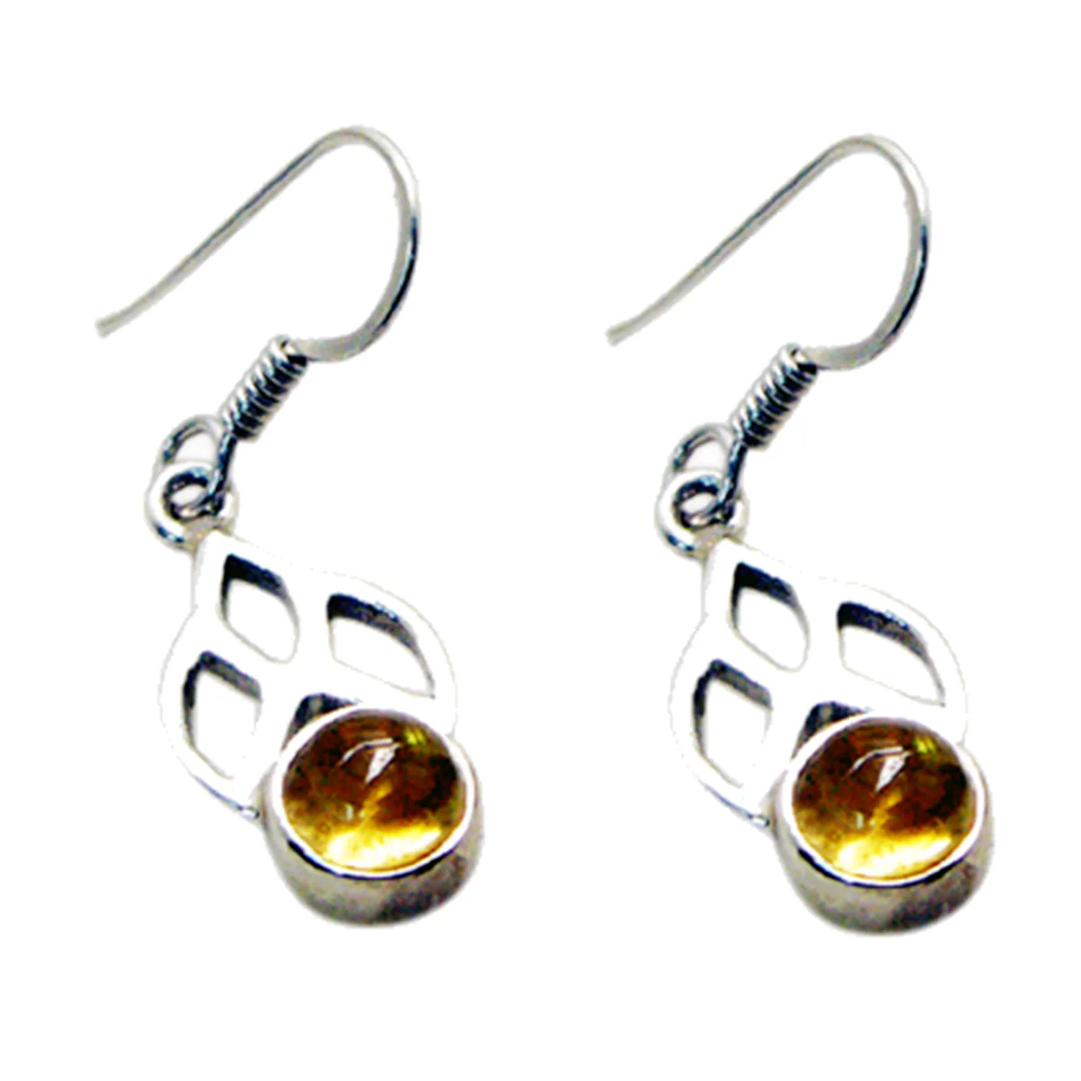 Citrine Moroccan Lea Solitaire Dangle Yellow Sterling Silver Earring - Image 3