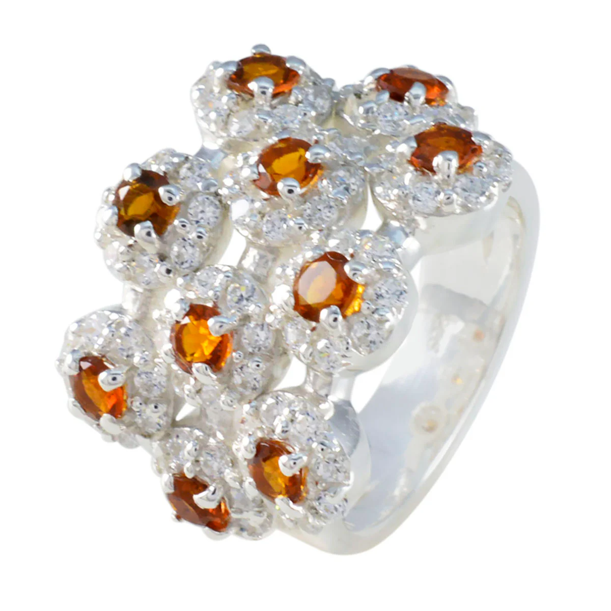 Citrine multiple Indian Silver Yellow Gemstone Essential Modern Ring Jewellery - Image 2