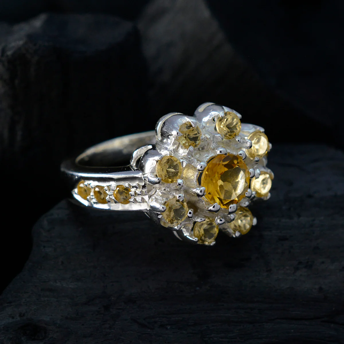 Citrine multiple Moroccan 925 Sterling Silver Yellow Gemstones Versatile Contemporary Ring Jewellery - Image 4