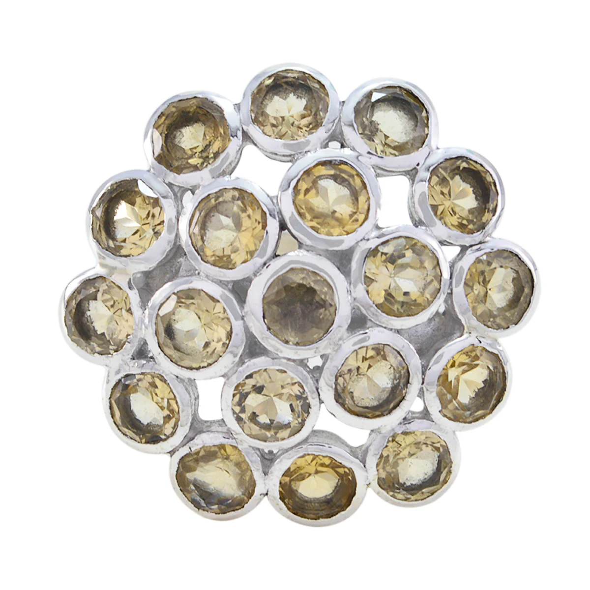 Citrine multiple Spanish Sterling Silver Yellow Gemstones Chunky Artisan Ring Jewelry - Image 2