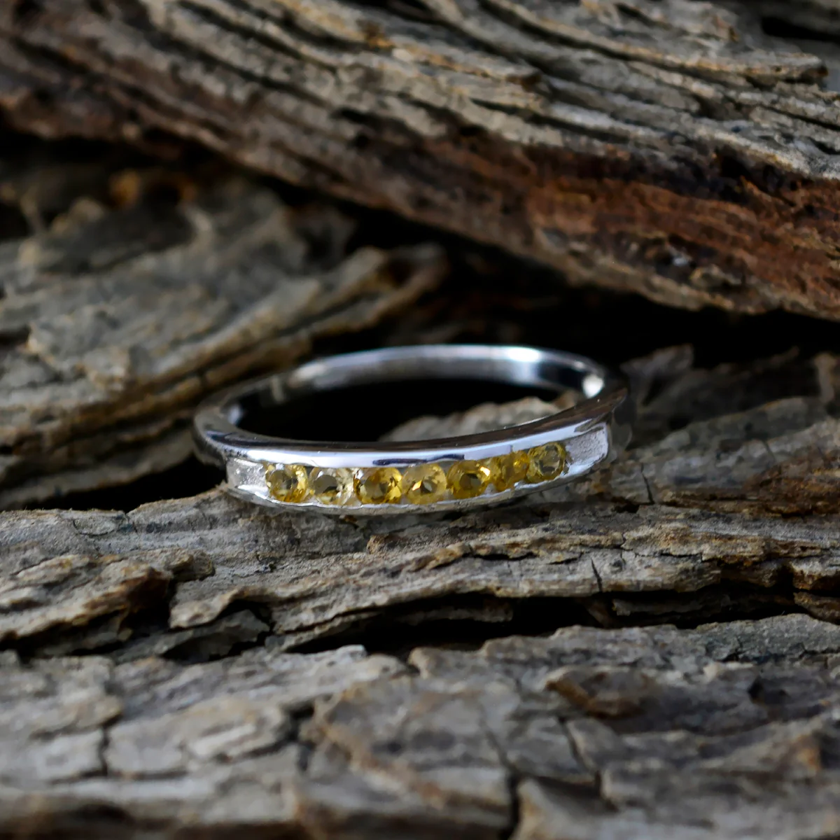 Citrine multiple Turkish Sterling Silver Yellow Gemstone Delicate Feminine Band Jewellery - Image 4