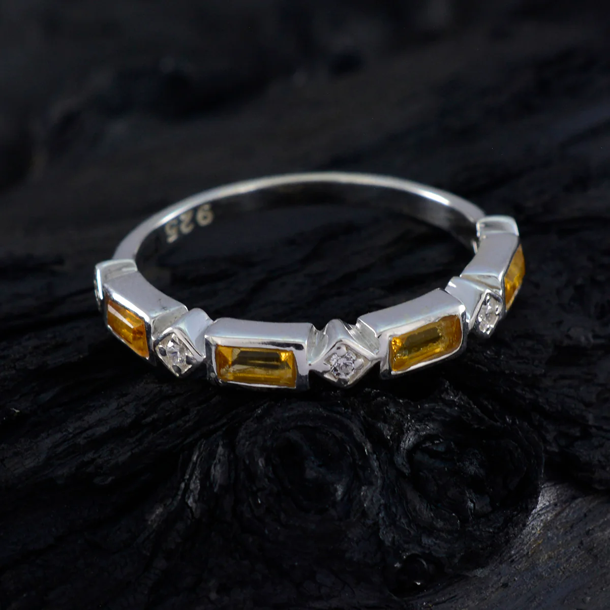 Citrine quarter Korean 92.5 Silver Yellow Gemstone Dainty Trendy Band Jewelry - Image 4