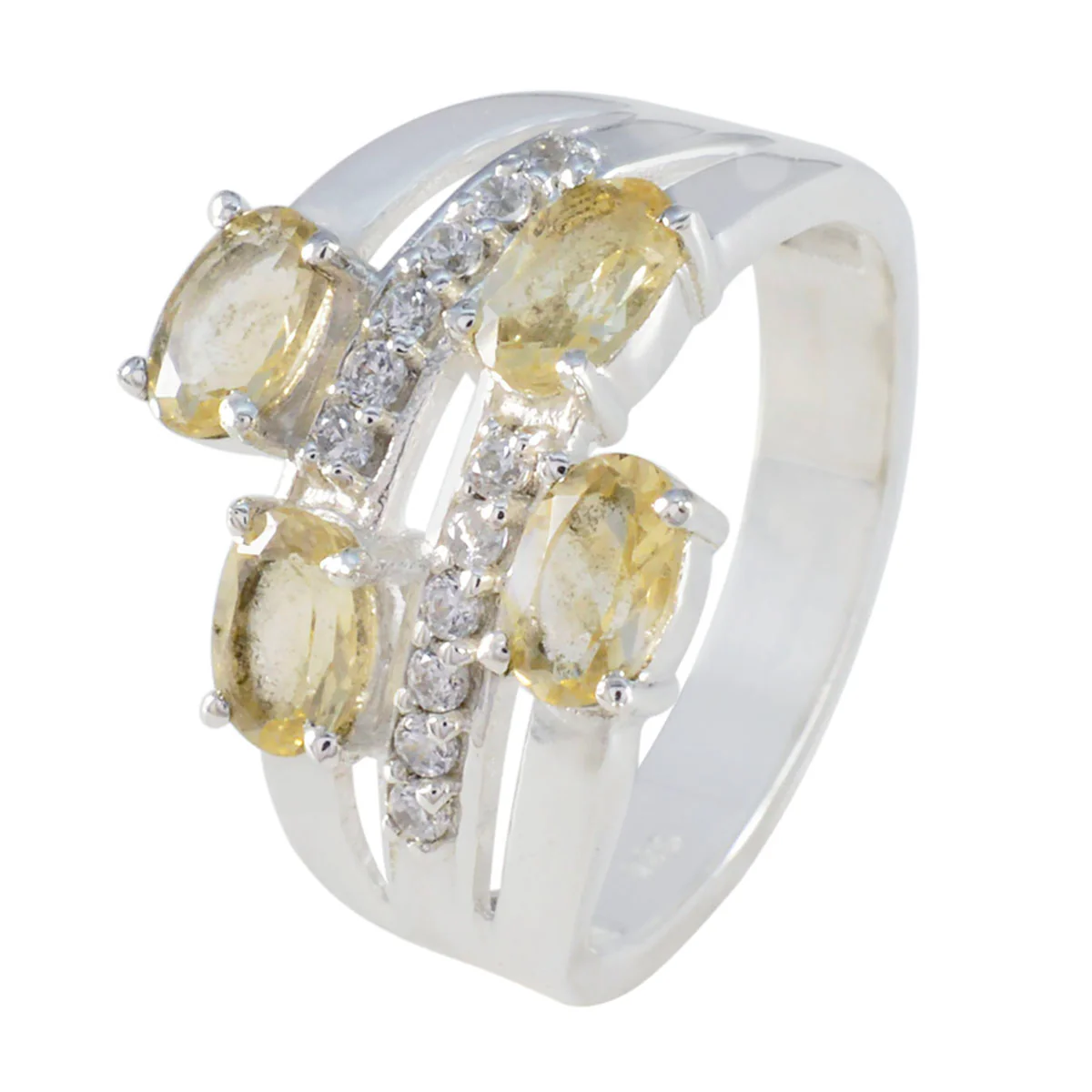 Citrine quarter Russian 925 Silver Yellow Gemstones Minimal Boho Ring Jewellery - Image 2