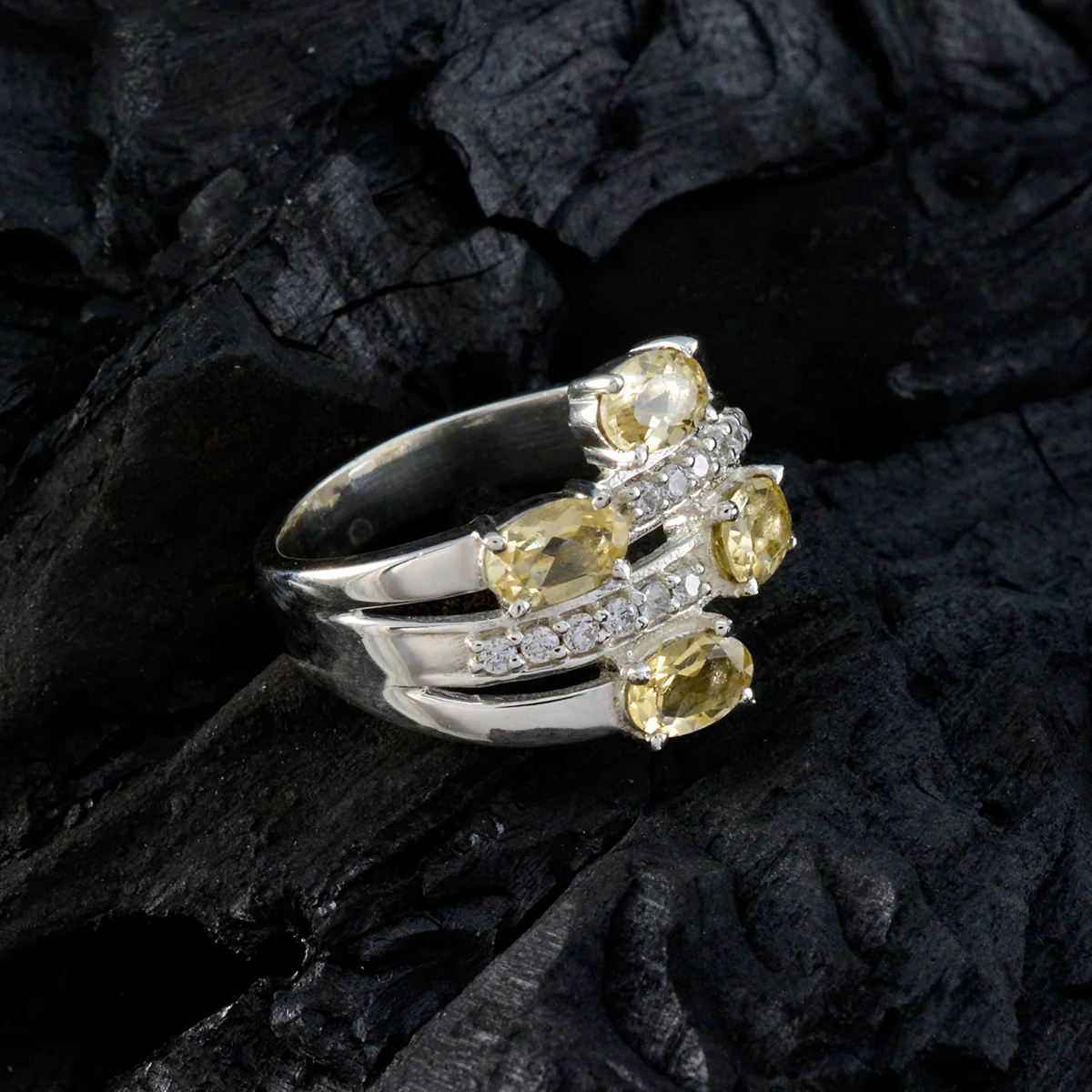 Citrine quarter Russian 925 Silver Yellow Gemstones Minimal Boho Ring Jewellery - Image 4