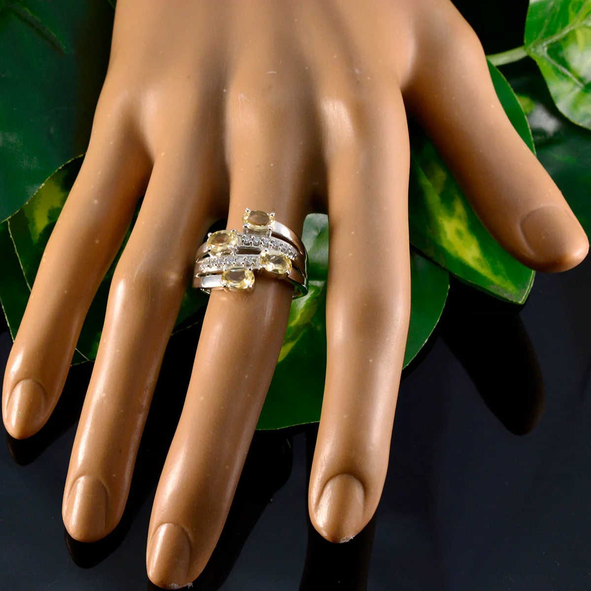 Citrine quarter Russian 925 Silver Yellow Gemstones Minimal Boho Ring Jewellery - Image 5