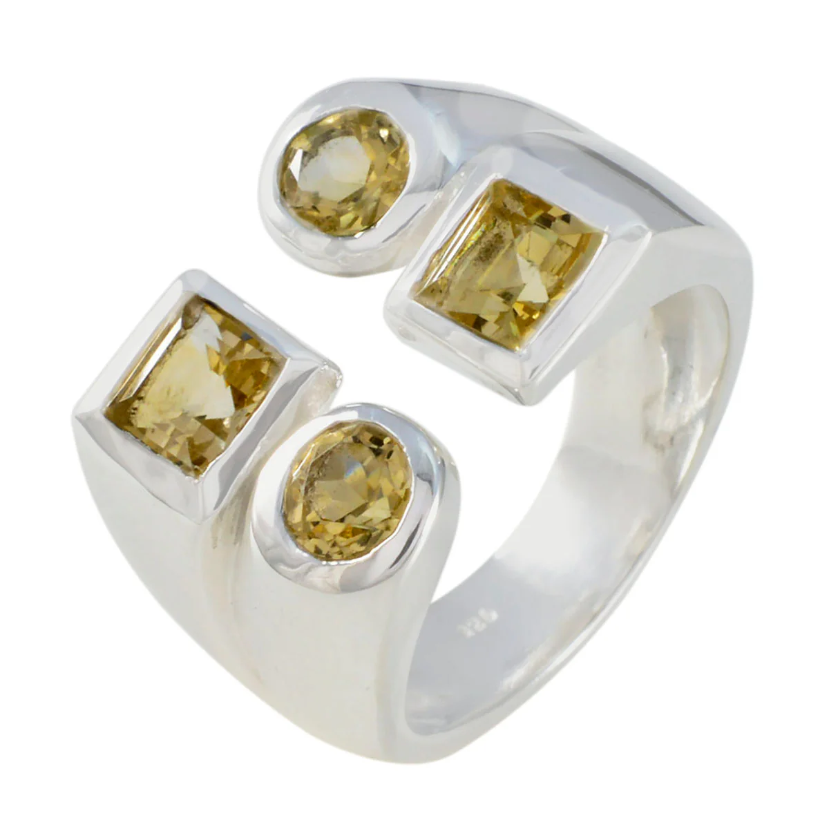 Citrine quarter Spanish 92.5 Silver Yellow Gems Chunky antique Ring Jewellery - Image 2