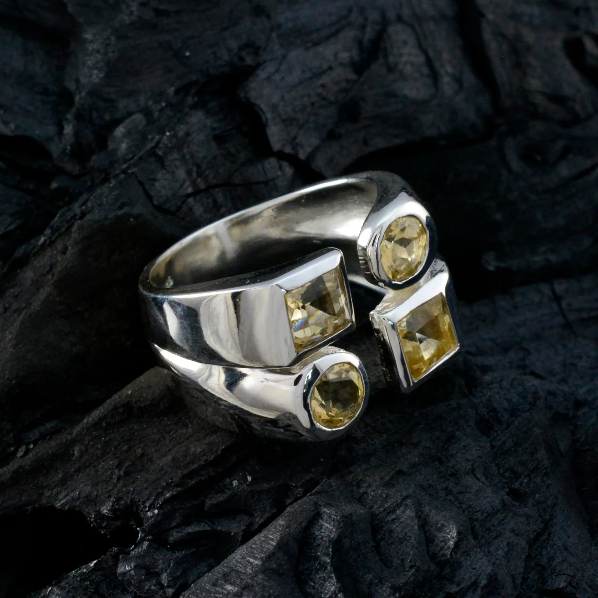 Citrine quarter Spanish 92.5 Silver Yellow Gems Chunky antique Ring Jewellery - Image 4