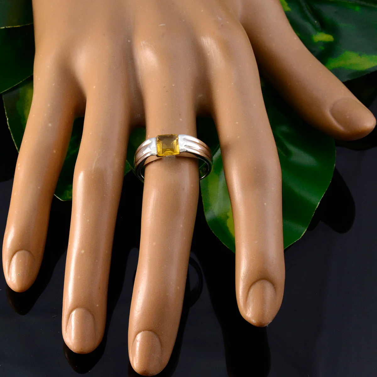 Citrine Solitaire African 92.5 Silver Yellow Gemstone Slim Boho Ring Jewelry - Image 5