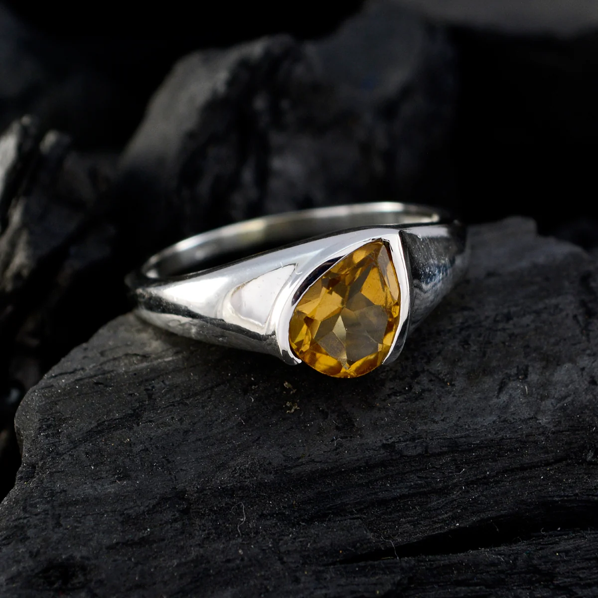 Citrine Solitaire African 92.5 Silver Yellow Gemstones Featherlight Glamorous Ring Jewellery - Image 4