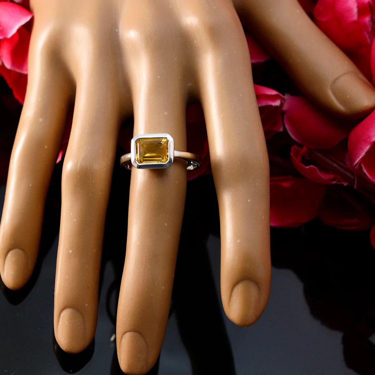 Citrine Solitaire African 92.5 Silver Yellow Gemstones Tiny Sophisticated Ring Jewelry - Image 5